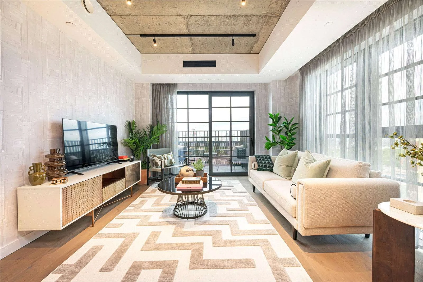 The Founding Canada Water London Se16 3bed Living Room Concrete Ceiling Balcony Access