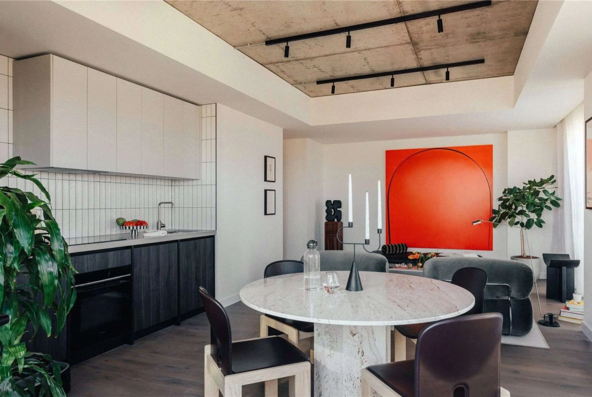 The Founding Canada Water London Se16 Open Plan Kitchen Dining Concrete Ceiling Track Lighting