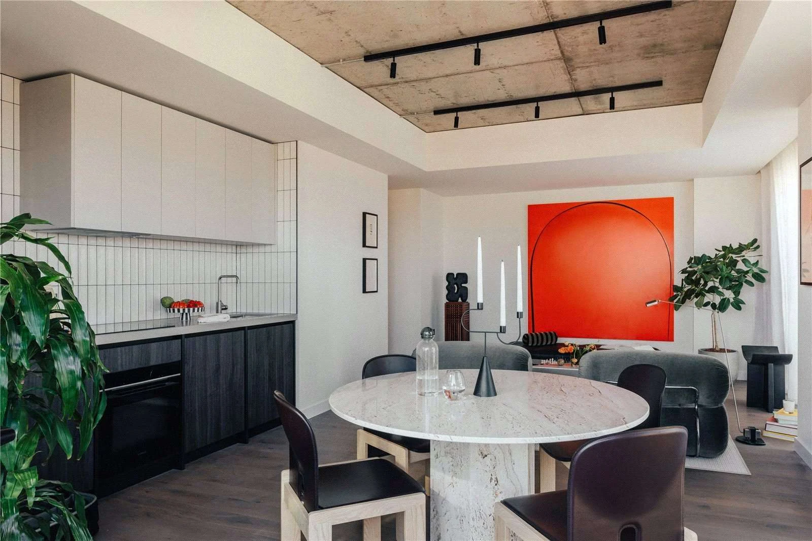 The Founding Canada Water London Se16 Open Plan Kitchen Dining Concrete Ceiling Track Lighting