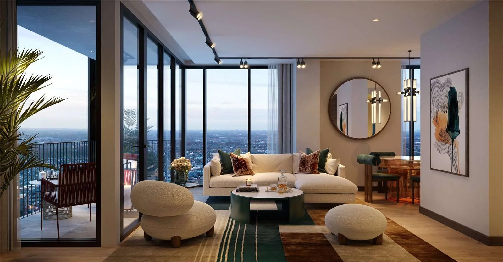 The Hilight 100 York Road Battersea Sw11 London 21st Floor Open Plan Living Room Floor To Ceiling Windows Thames River Vie...