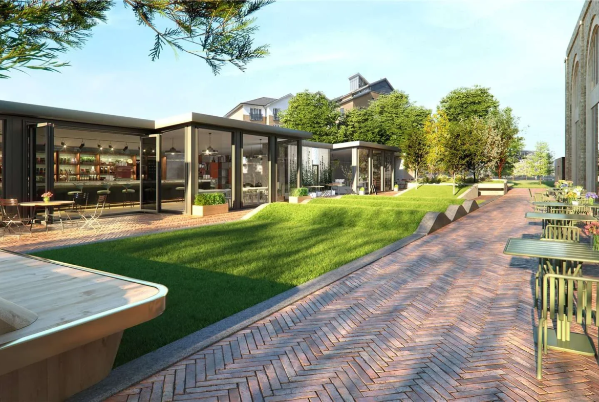 The Hilight 100 York Road Battersea Sw11 London Communal Landscaped Gardens Outdoor Cafe Residents Amenity Green Space