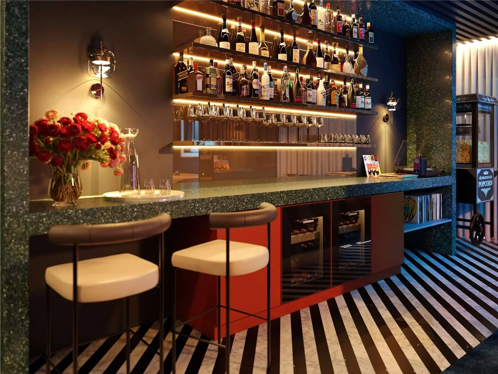 The Hilight 100 York Road Battersea Sw11 London Residents Private Cinema Cocktail Bar Terrazzo Counter Popcorn Machine Ame...