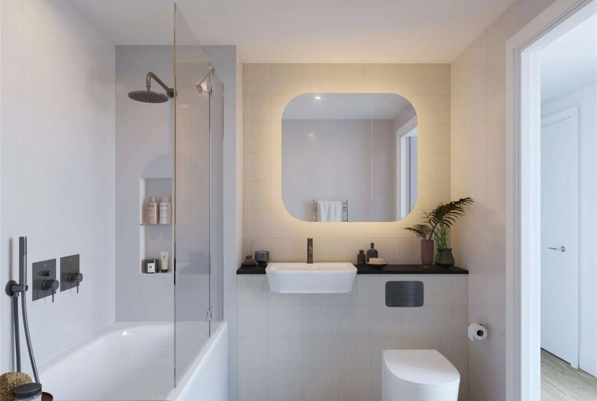 The Pages Wembley Ha9 Bathroom Bath Overhead Shower Modern Fittings