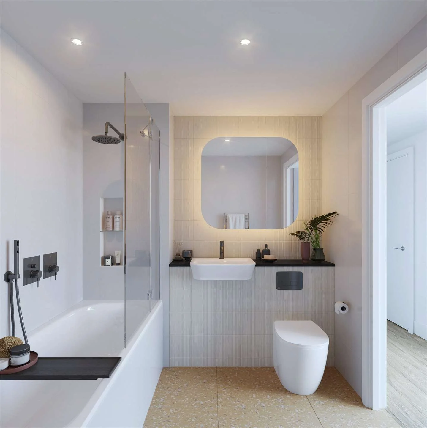 The Pages Wembley Ha9 Bathroom Bath Overhead Shower Modern Fittings