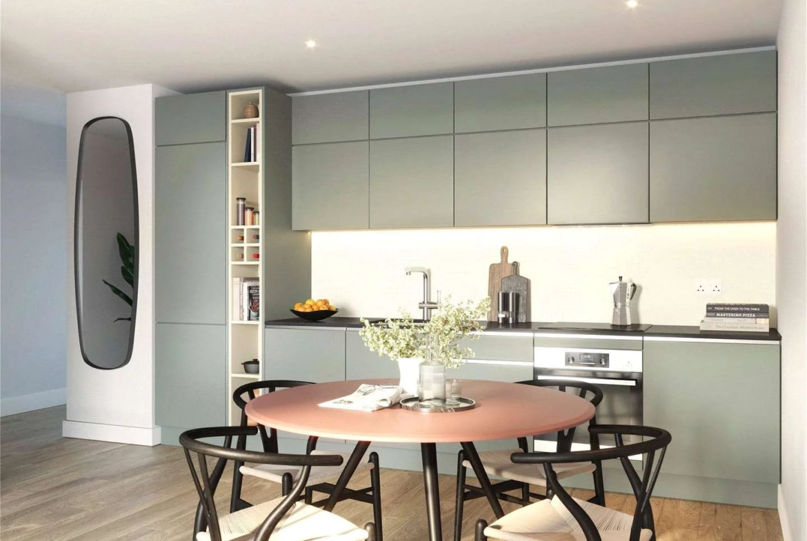 The Pages Wembley Ha9 Kitchen Dining Integrated Appliances Sage Cabinets