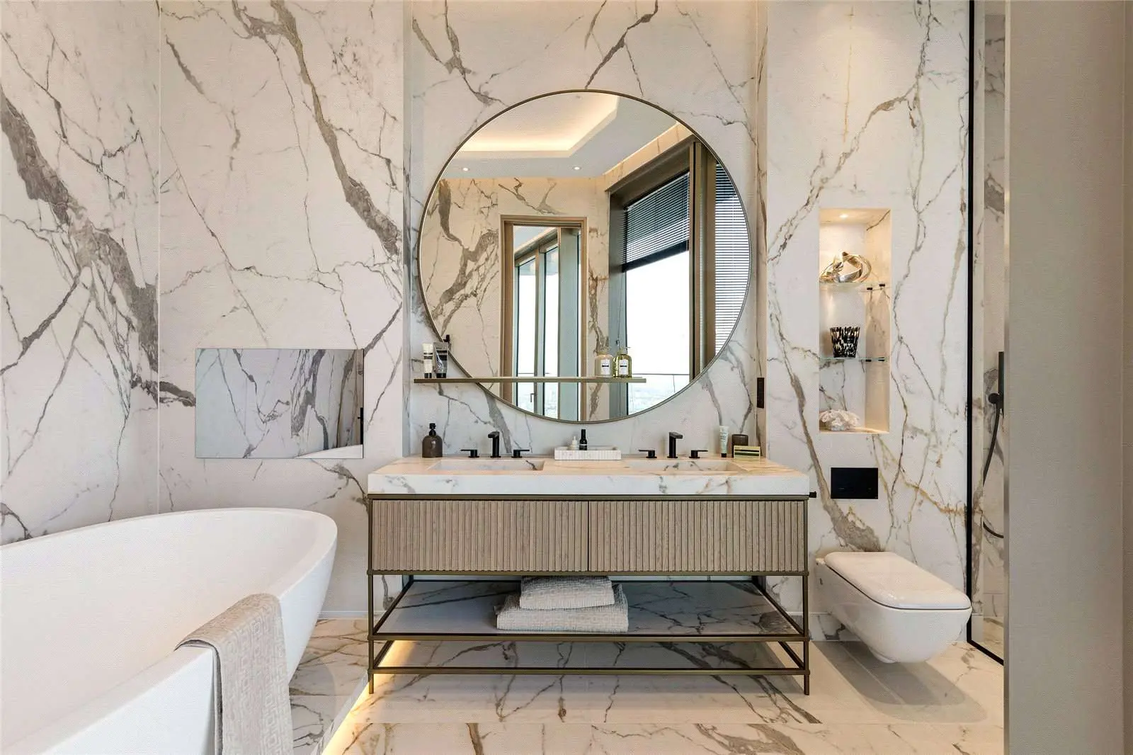The Stage Shoreditch London Ec2a Penthouse Master Bathroom Double Vanity Marble
