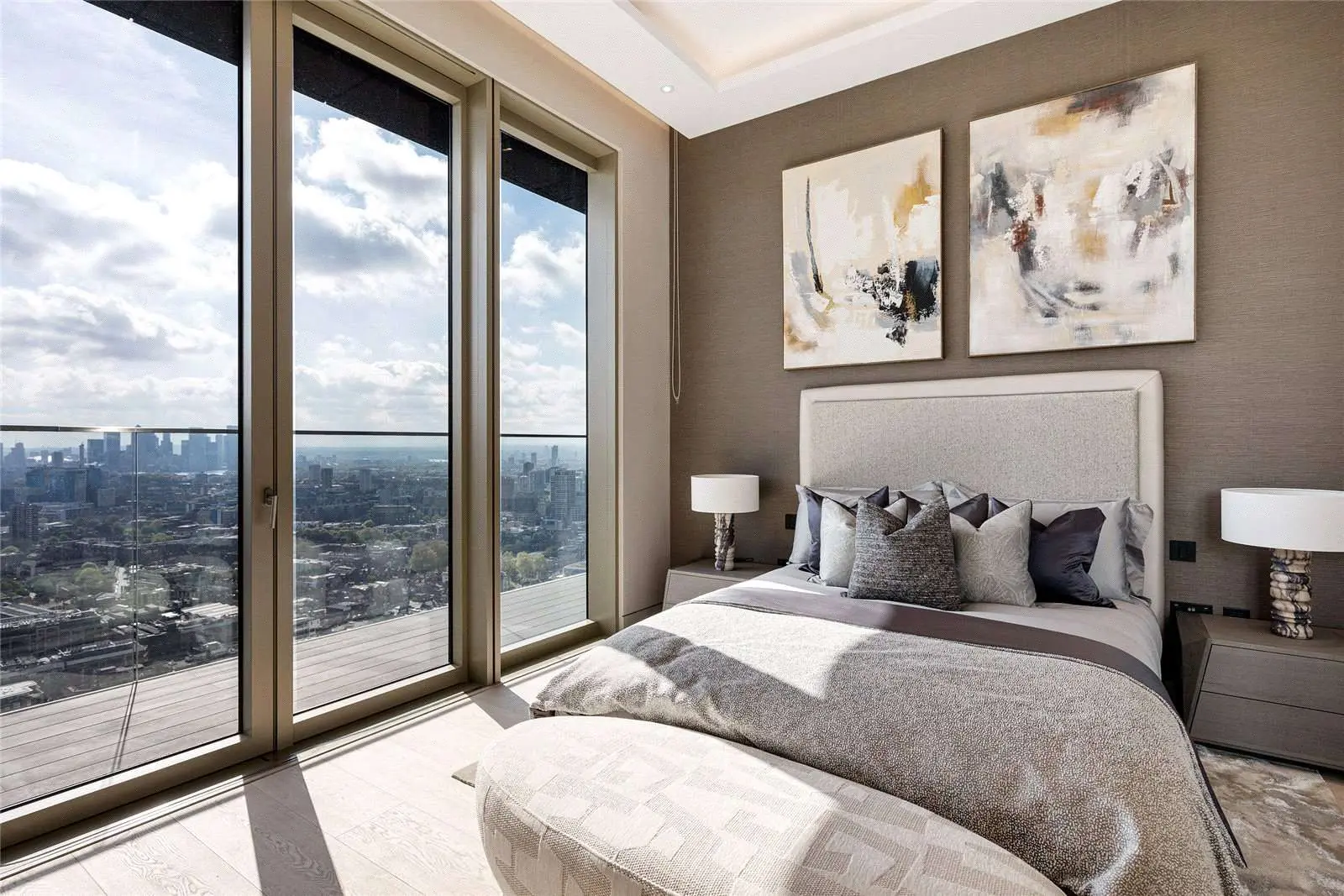 The Stage Shoreditch London Ec2a Penthouse Principal Bedroom Canary Wharf Views