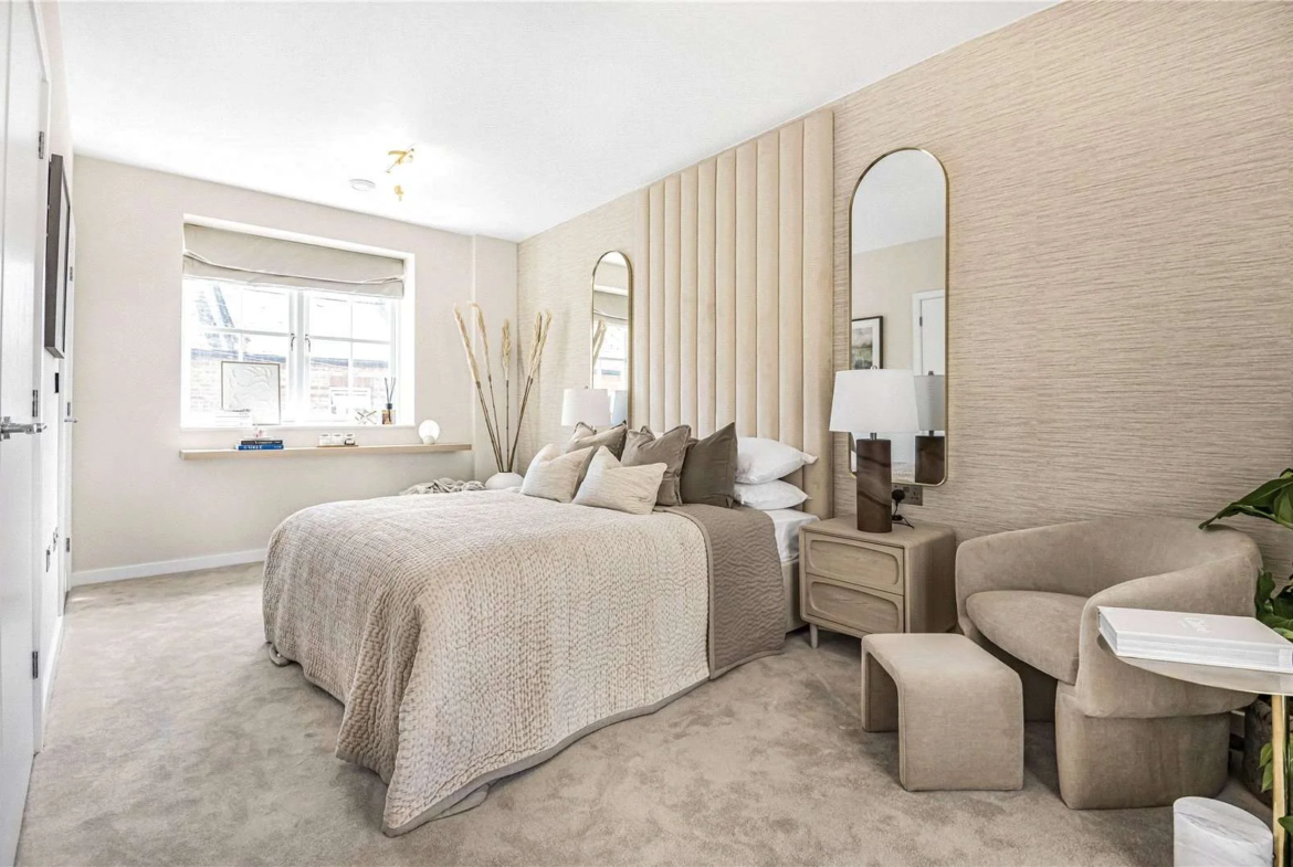 The Warwick Ealing W5 3 Bed Principal Bedroom Upholstered Headboard Wall