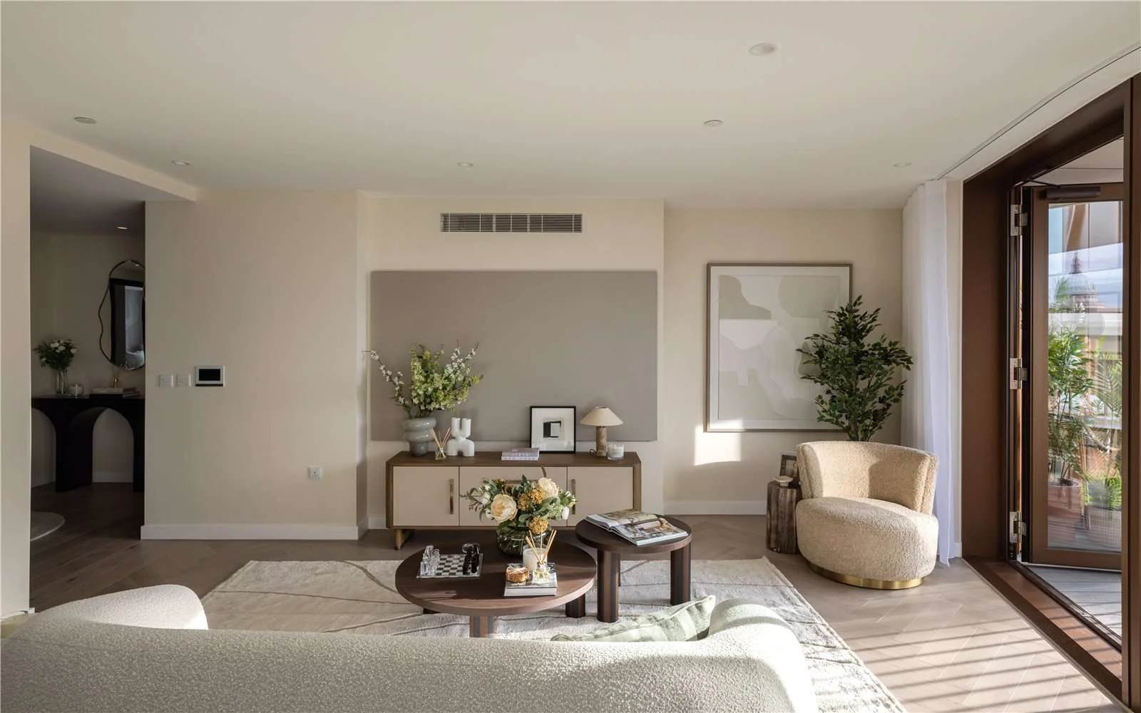 Triptych Bankside Eastern Building Se1 London Living Room Tv Wall Balcony Herringbone Floor