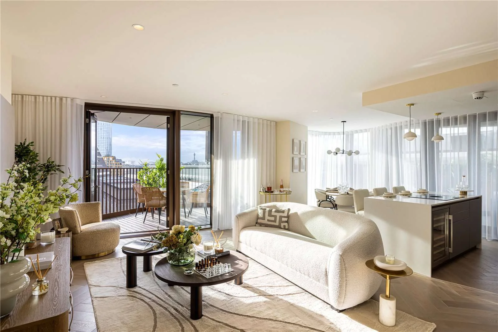 Triptych Bankside Eastern Building Se1 London Open Plan Living Dining Room Balcony River Views