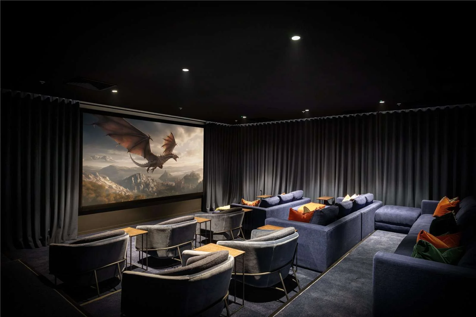 Triptych Bankside Eastern Building Se1 London Residents Private Cinema Screening Room Velvet Seating
