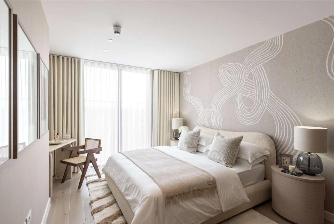 Triptych Bankside Eastern Building Se1 London Second Bedroom Feature Wallpaper Double Bed