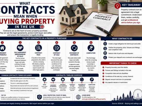 What contracts mean when buying property in the UK including exchange of contracts completion and legal agreement process