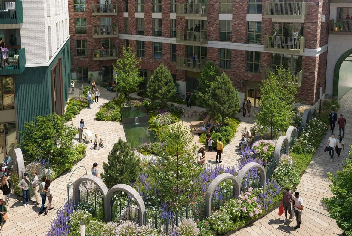 Arch And Bloom Guildford Surrey Gu1 Landscaped Courtyard Garden Cgi
