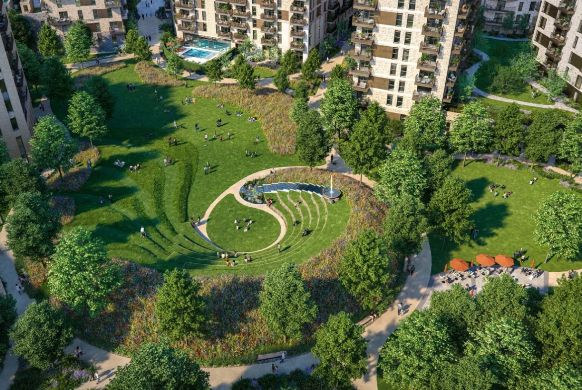 Bow Green London E3 Aerial View 5 Acres Landscaping Homes