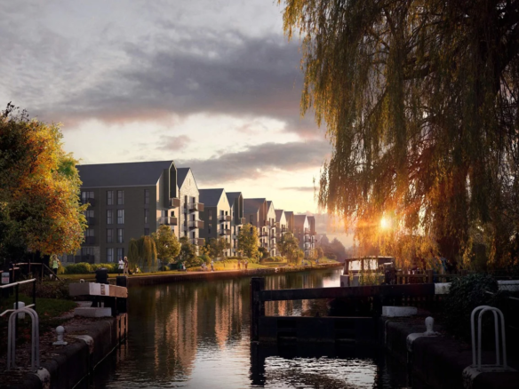 Hertford Locks Hertford Sg13 Canal Lock Development Autumn Sunset