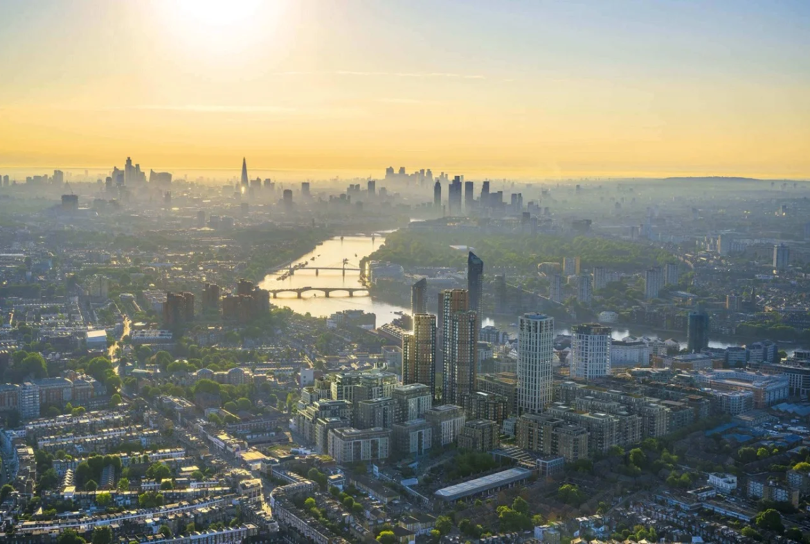 Kings Road Park Fulham London Sw6 Aerial View River Thames Sunrise