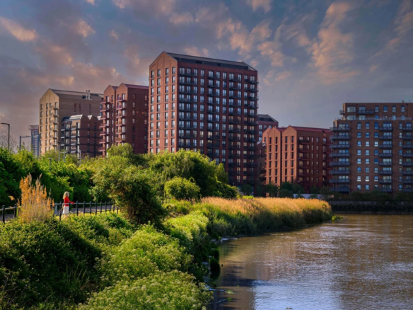 London Heron Wharf Riverside Apartments River Lea Poplar E14