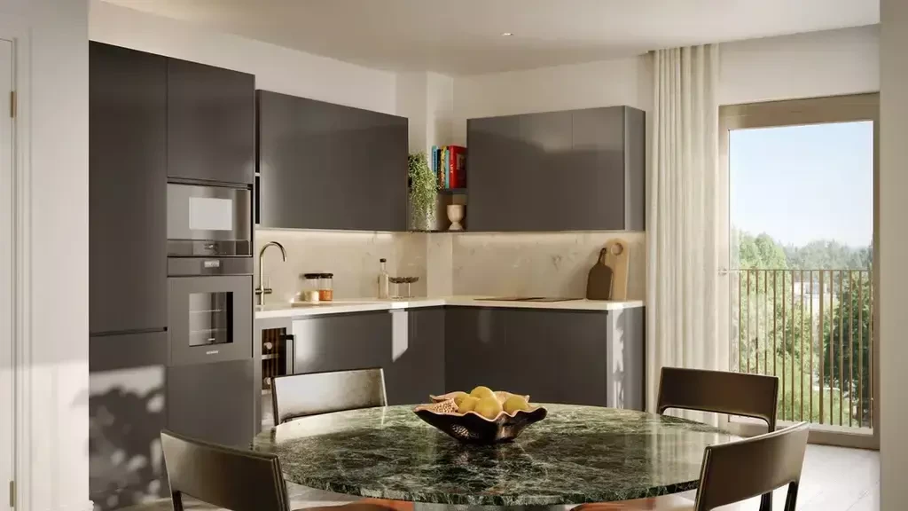 London Portsmouth Road Duplex Apartment Kitchen Dark Palette Kt1
