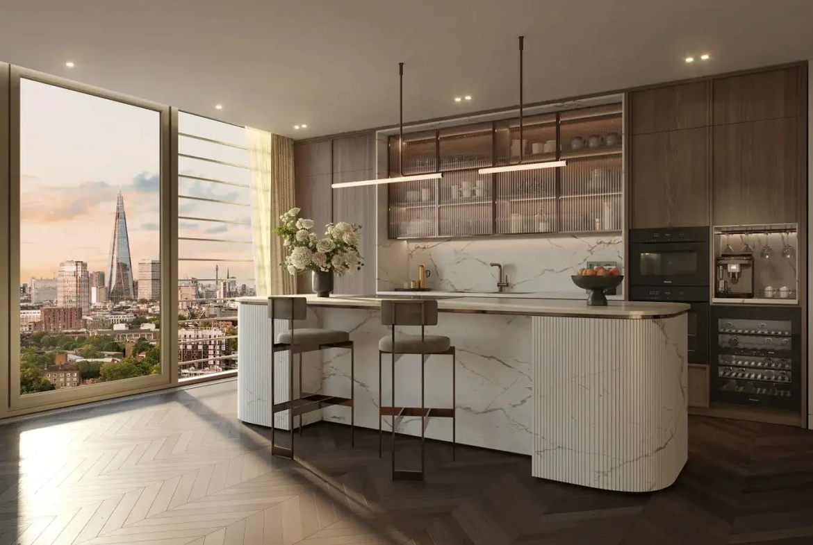 London Westminster Tower Luxury Kitchen Shard Views Albert Embankment Se1