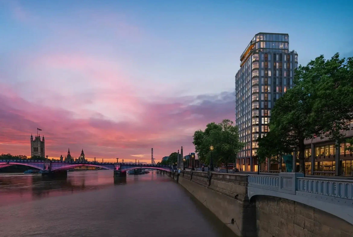 London Westminster Tower Riverside Sunset Albert Embankment Se1
