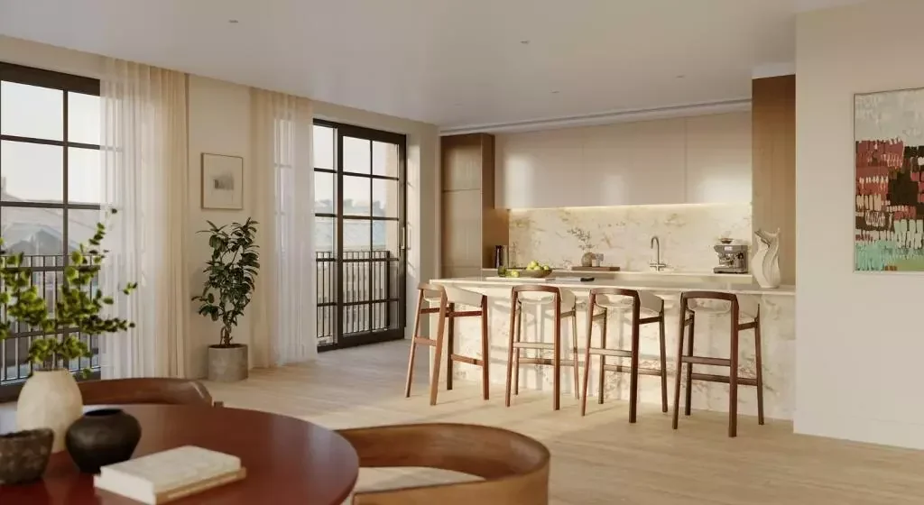 Ransomes Wharf Battersea 3 Bed Open Plan Living Dining Kitchen Balcony Cgi Sw11