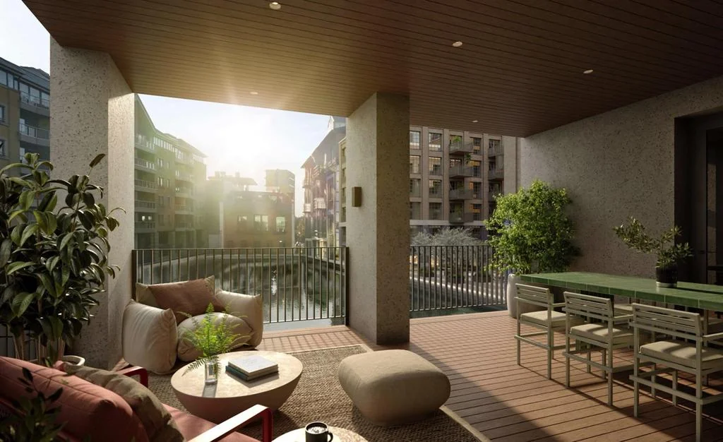 Ransomes Wharf Battersea Private Covered Balcony Waterfront Views Cgi Sw11