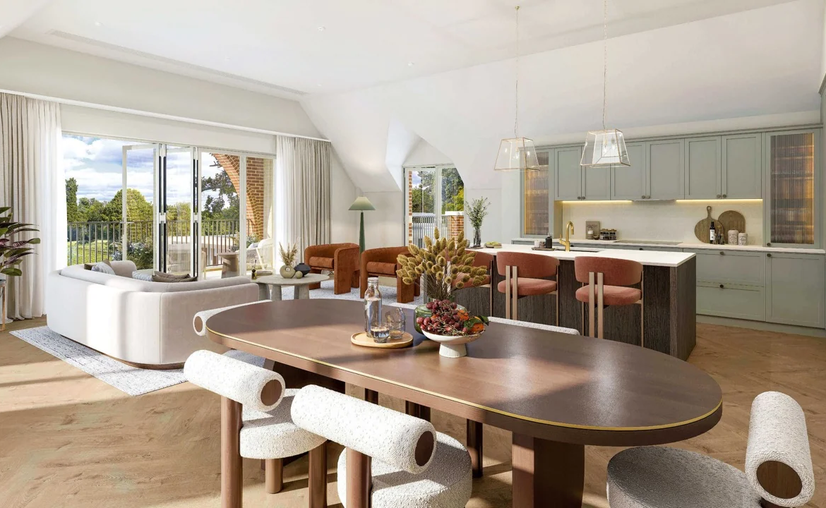 Sunningdale Park Larch Court Kitchen Dining Sage Cabinets Cgi Ascot Sl5