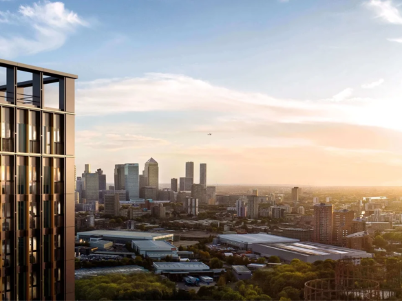 Twelvetrees Park London E16 Canary Wharf View From The Redwood