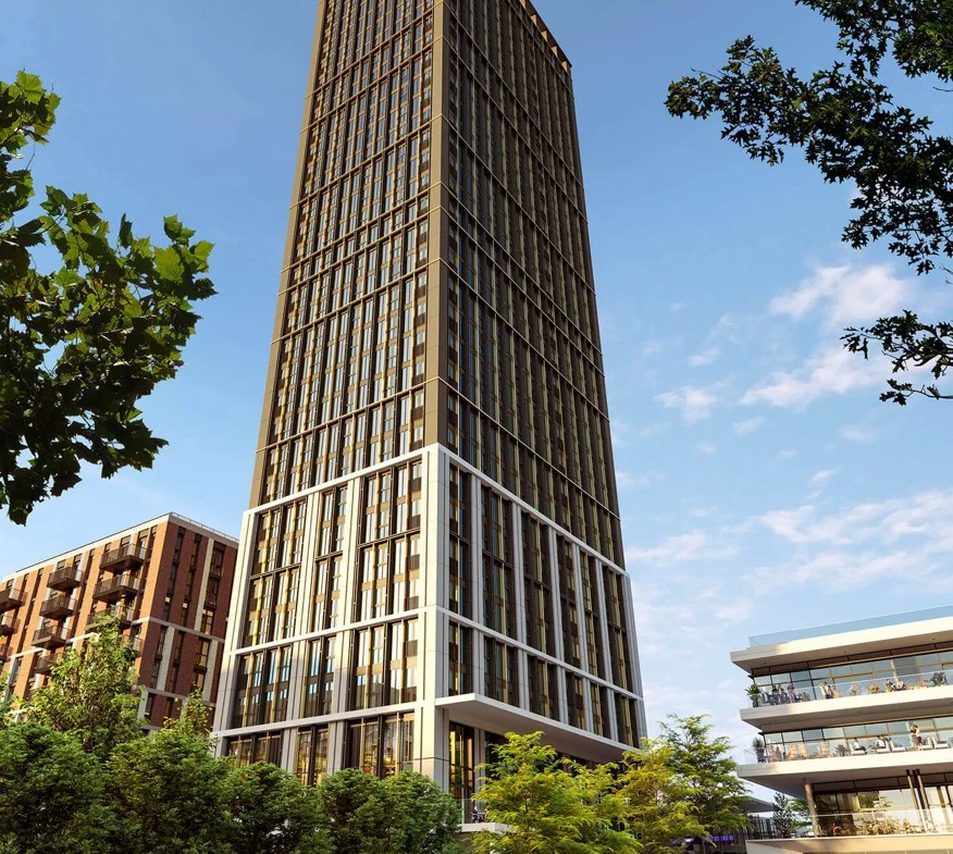 Twelvetrees Park London E16 The Redwood Tower Exterior Build