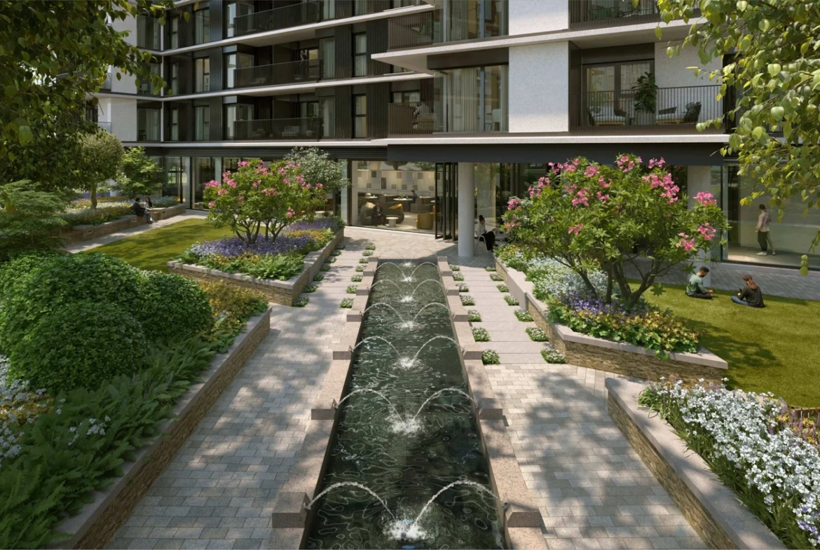 White City Living Azalea Water Garden Courtyard London W12