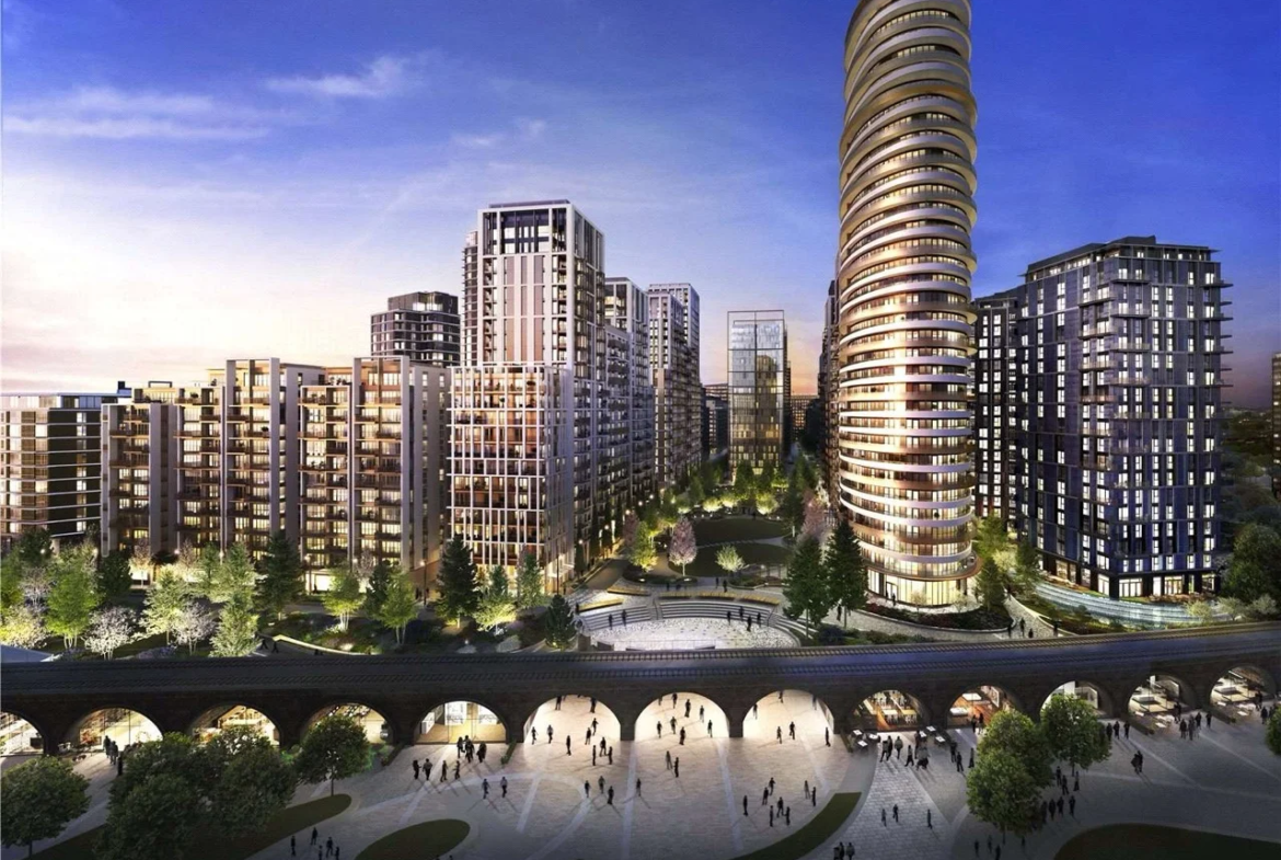 White City Living Masterplan Aerial Night View London W12