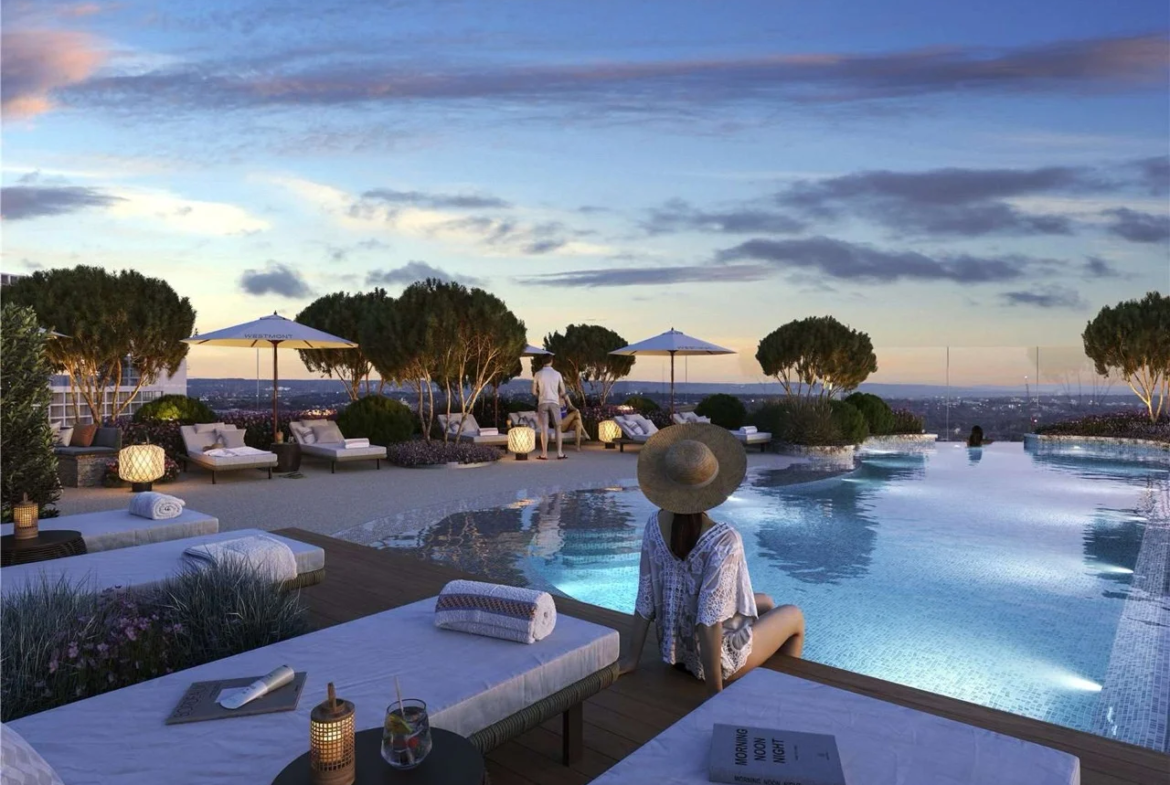 White City Living Rooftop Infinity Pool Sunset London W12