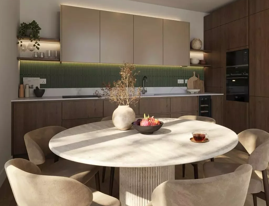 Wimbledon Bridge House London Kitchen Dining Area Marble Table