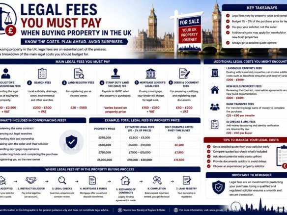 Legal fees you must pay when buying property in the UK including conveyancing fees land registry charges property searches and solicitor costs